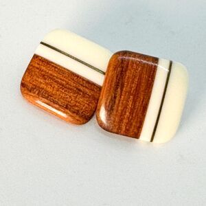 Wood Grain Vintage Earrings Resin Upcycled Square Lightweight Retro Chic